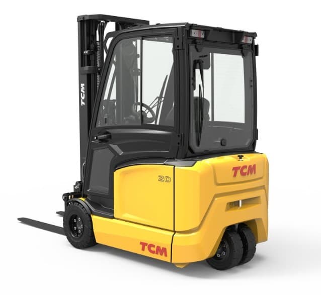 An electric counterbalance forklift.