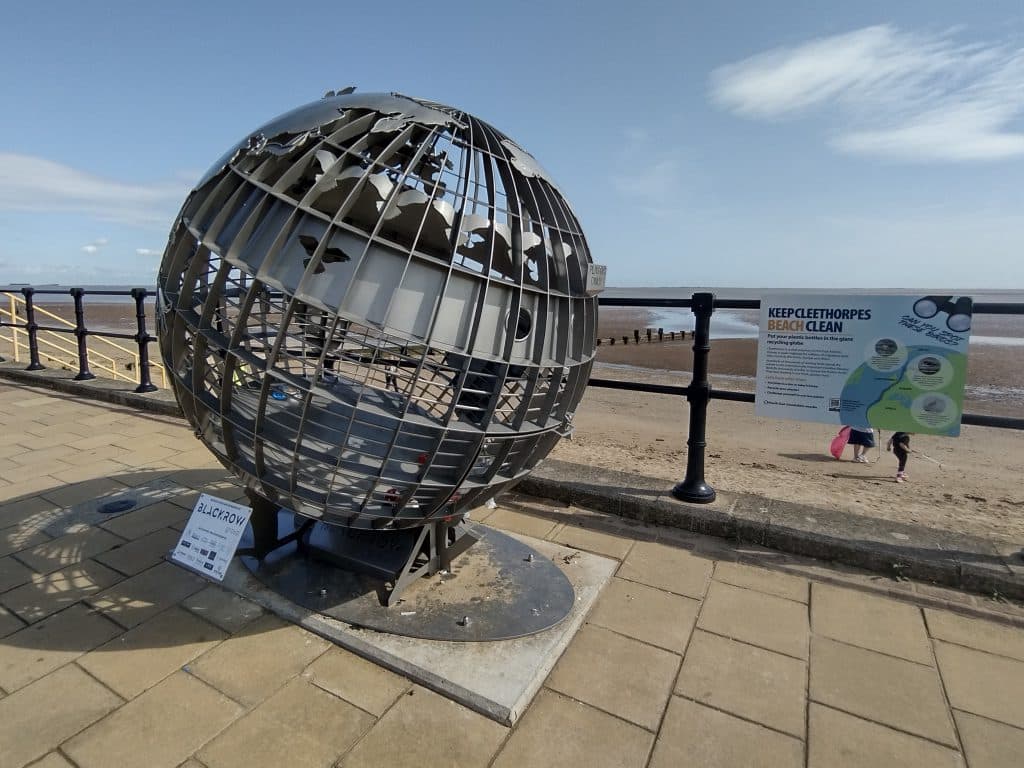 Blackrow Group's stainless-steel globe sculpture.