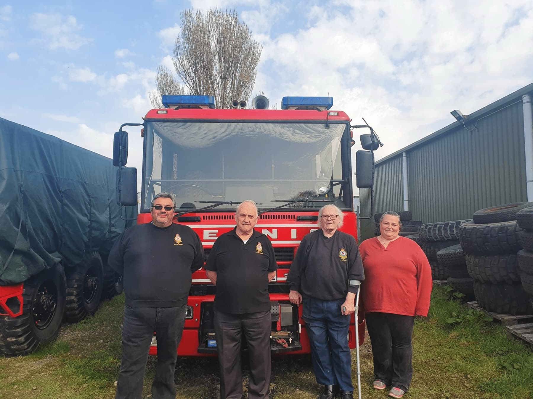 Volunteers of the Museum of RAF Firefighting with the TCM forklift from BJB.