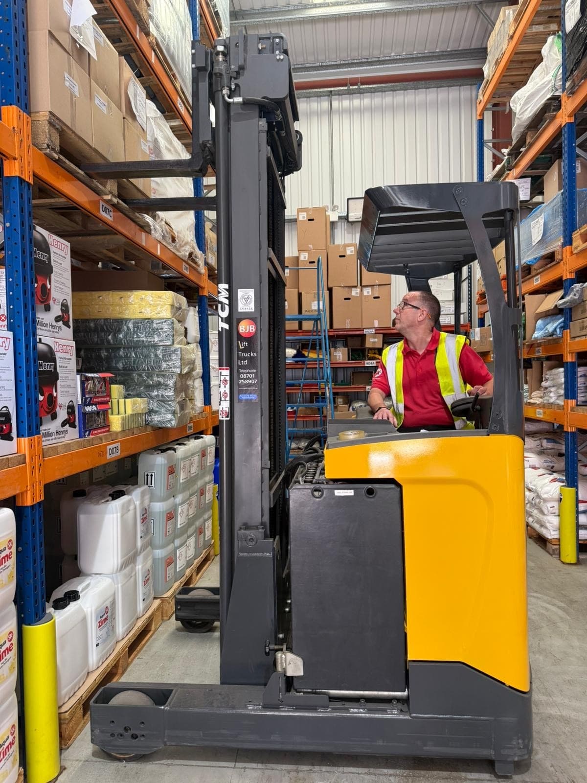 The reach truck on handover at Sylvester Keal's warehouse.