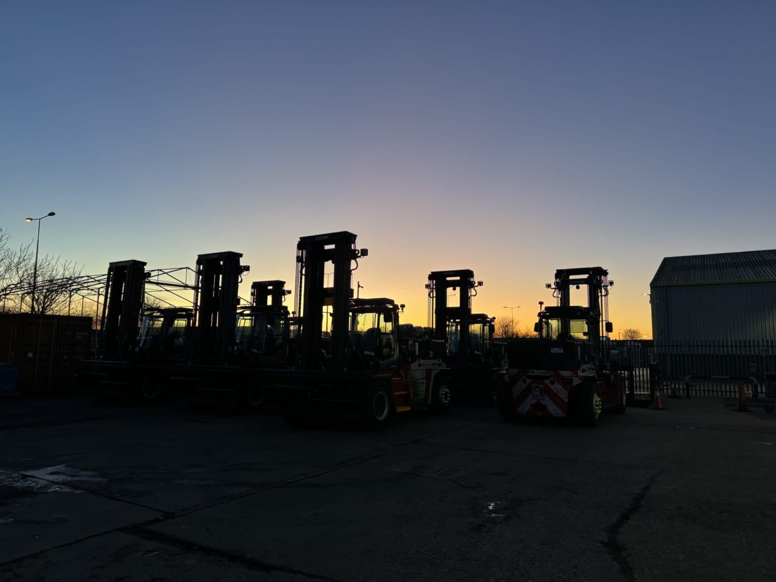 A forklift under thorough examination.