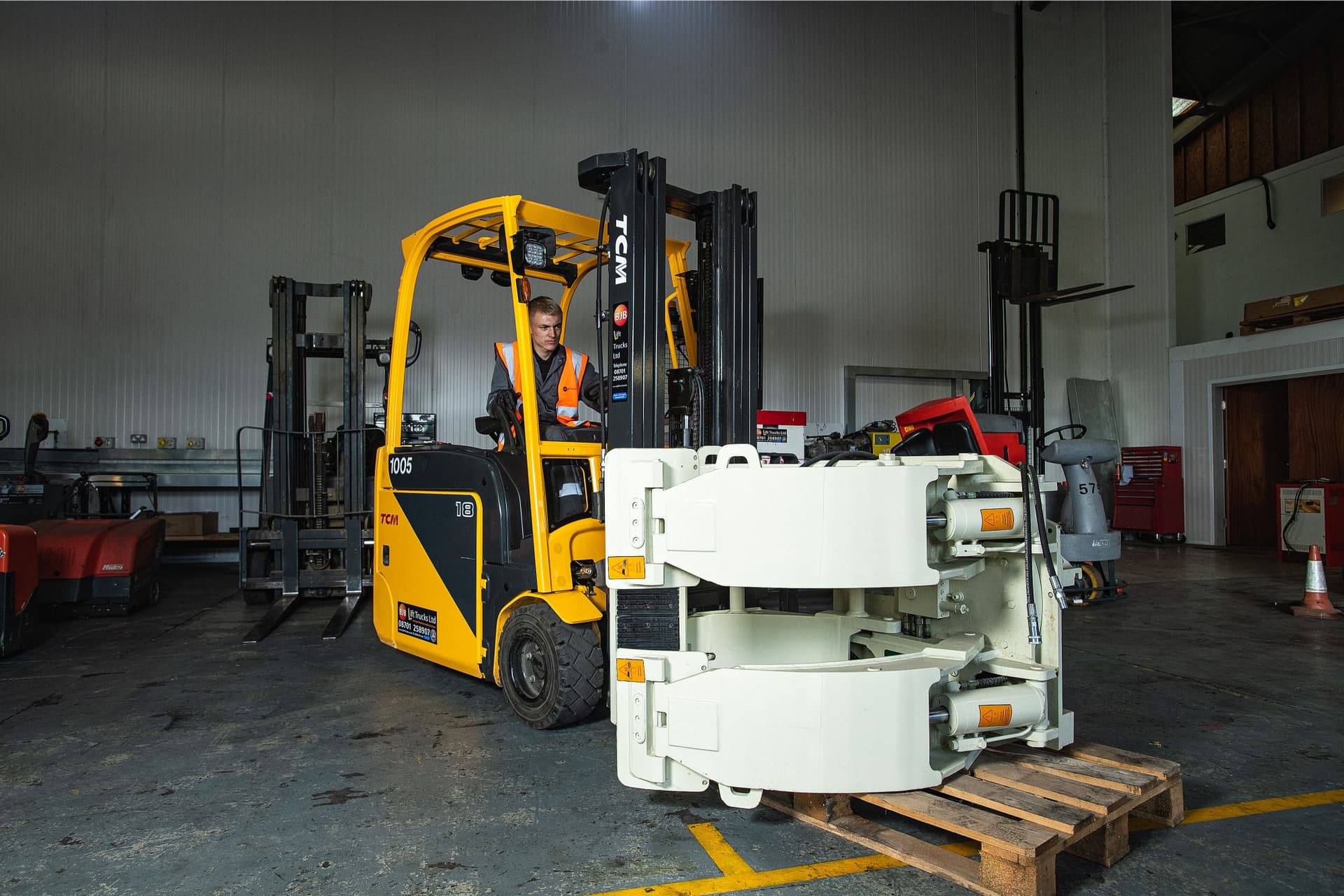 Forklift parts on the shelves at BJB in Grimsby.