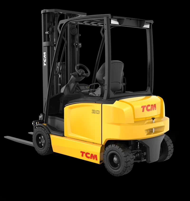 Counterbalance forklift on a training course.